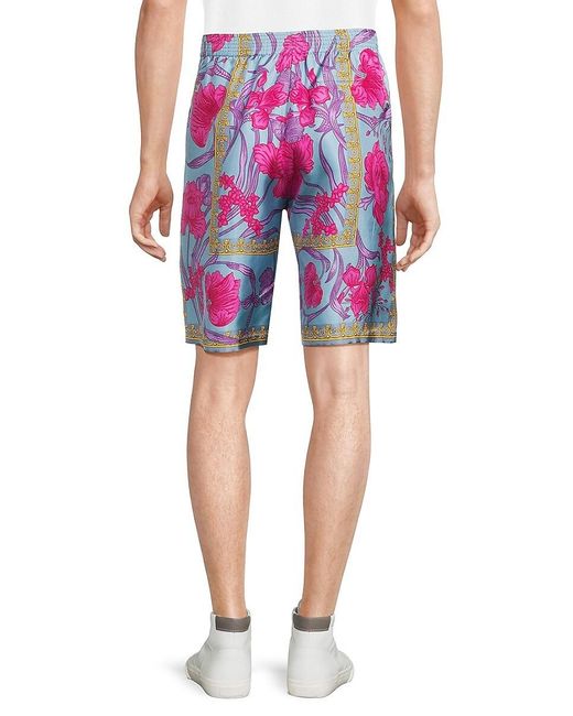 Versace Red Floral Silk Shorts for men