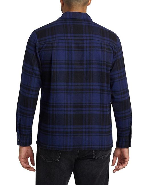 Noah NYC Blue Heavyweight Full-Zip Flannel Jacket for men