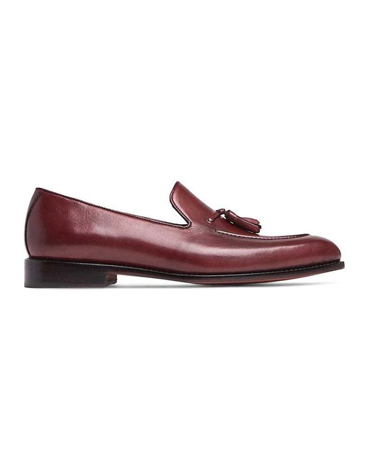 Anthony Veer Red Kennedy Leather Tassel Loafers for men