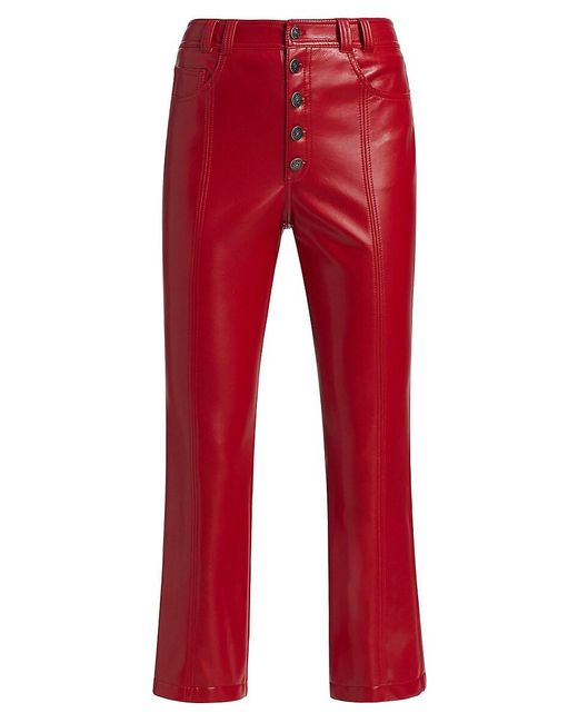 Cinq À Sept Red Roxette Faux-leather Crop Pants
