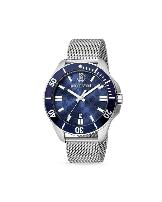 Roberto Cavalli Blue 44mm Stainless Steel Bracelet Watch for men