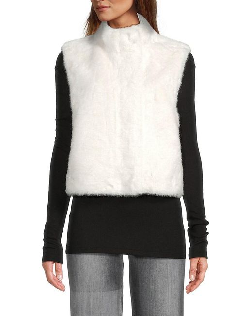 BELLE FARE BY MING YANG Black Faux Fur Vest
