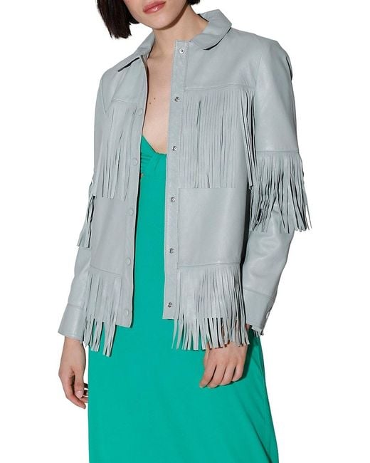 Walter Baker Nash Fringe Leather Jacket in Blue Lyst