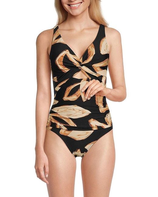 DKNY Black Twist Cutout One Piece Swimsuit