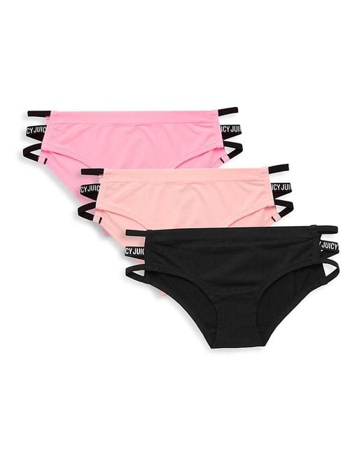 Puma Women's Girls Cotton Stretch Bikini 4-Pack Black Underwear New