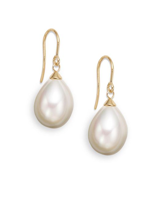 Majorica White 10mm Teardrop Pearl Earrings