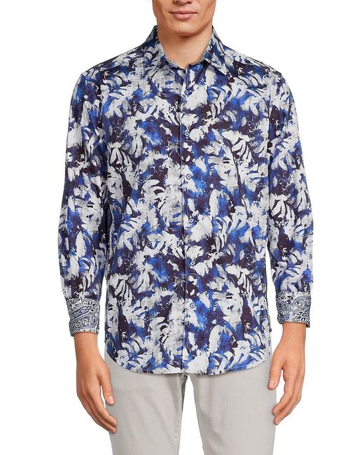 Robert Graham Blue Delano Tropical Sport Shirt for men