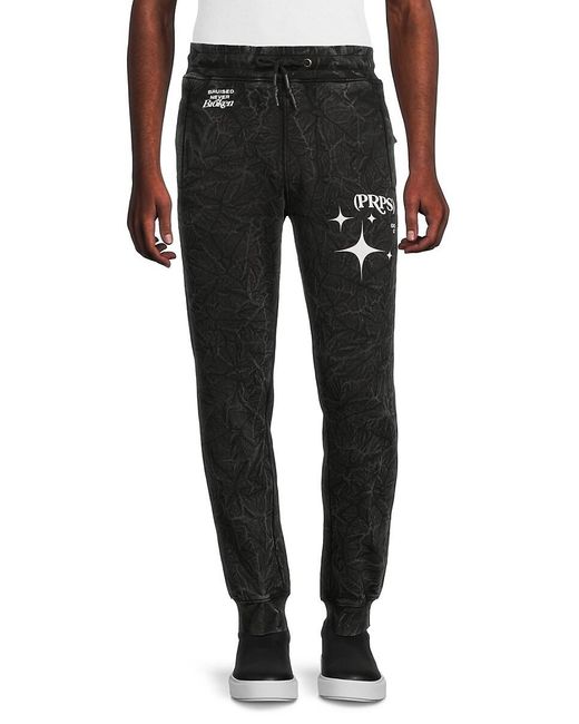 PRPS Black Rigged Flat Front Drawstring Joggers for men