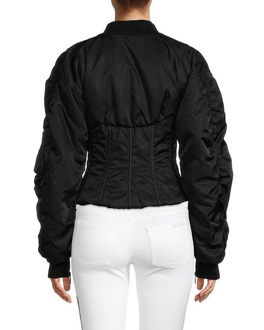 Dolce & Gabbana Black Ruched Cropped Corset Jacket