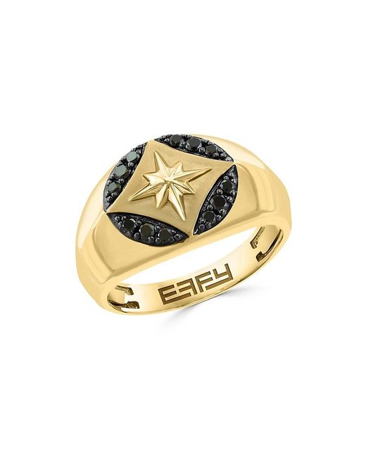 Effy Metallic 14k Yellow Gold & 0.25 Tcw Black Diamond Ring for men
