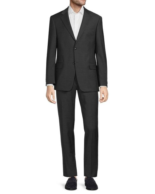 Tommy Hilfiger Black Regular Fit Textured Wool Blend Suit for men