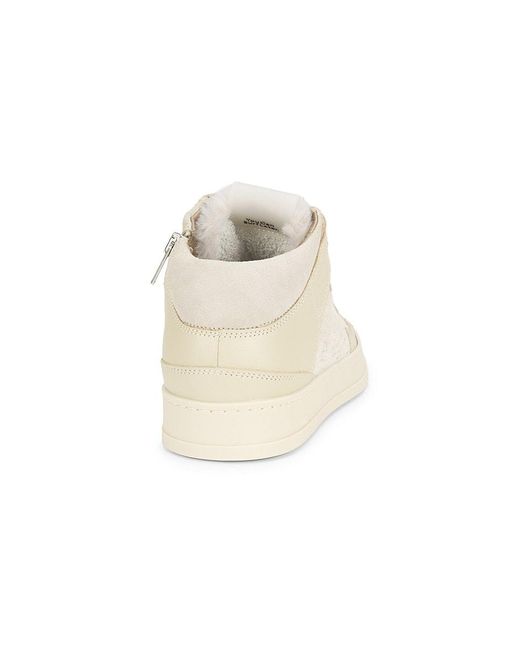 P448 Natural Bali Faux Fur Trim Leather Sneakers