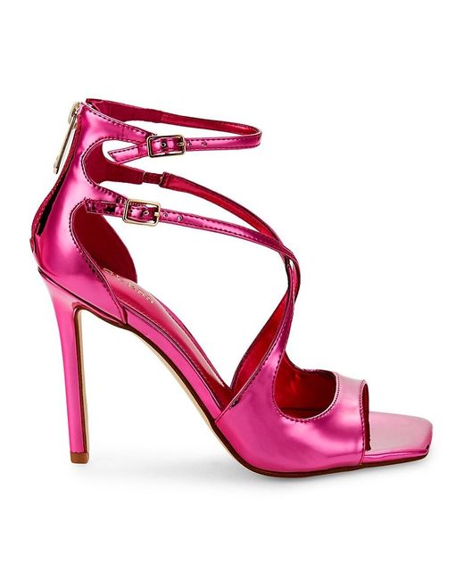 Guess Sella Heeled Sandal in Pink | Lyst Canada