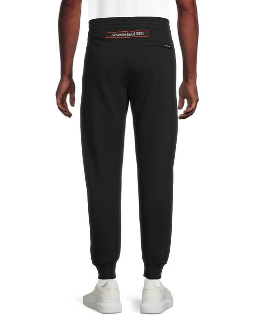 Alexander McQueen Black Logo Tape Cotton Joggers for men
