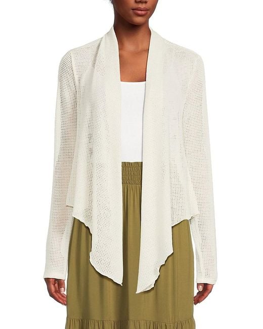 Bobeau White Asymmetric Open Front Cardigan