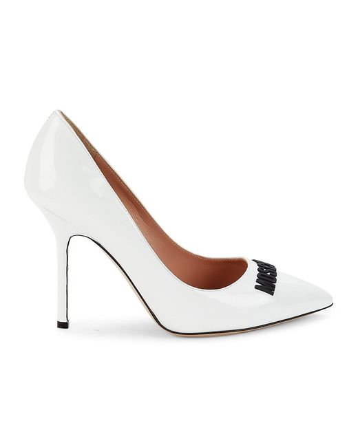 Moschino Couture Logo Patent Leather Pumps in White Lyst UK
