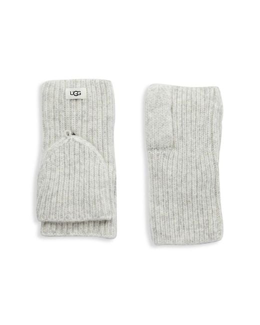 Ugg White Flip-Top Fingerless Gloves