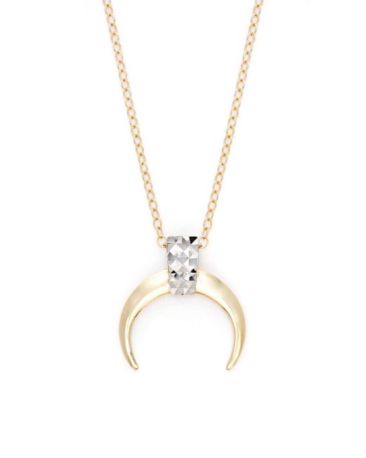 Lyst Saks Fifth Avenue 14k Two Tone Gold Crescent Horn Pendant Saks Fifth Avenue Metallic 14k Two Tone Gold Crescent Horn Pendant Necklace Lyst