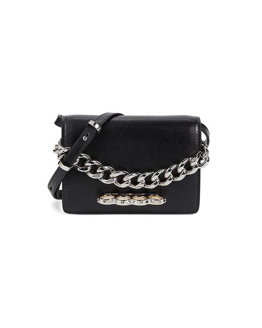 Alexander McQueen Black Knuckle Leather Crossbody Bag