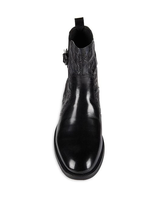 Robert Graham Black Trento Paisley Leather Chelsea Boots for men