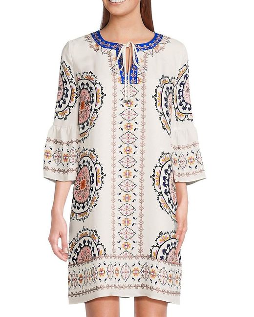 Johnny Was White Lorianne Abstract Silk Minidress