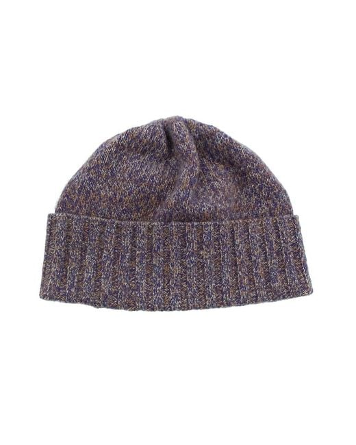 Portolano Purple Tweeded Cashmere Beanie for men