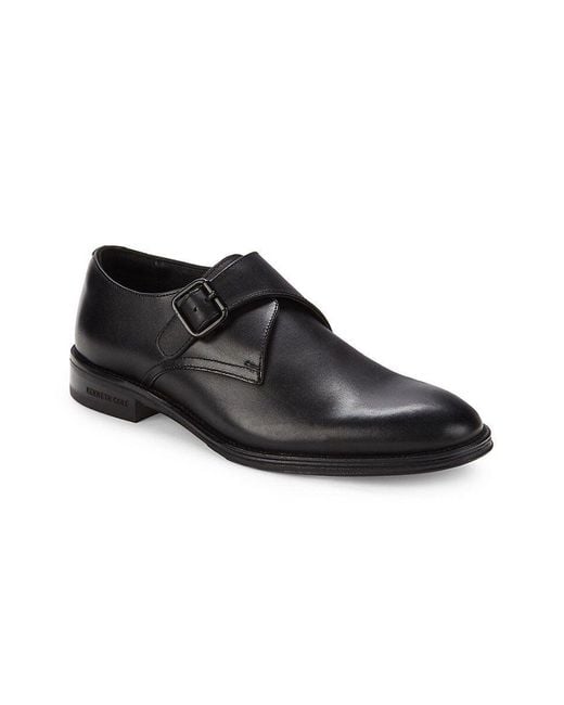 Kenneth Cole Tristian Leather Monk Strap Shoes in Black for Men Lyst