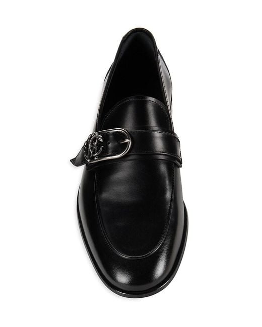 Roberto Cavalli Black Leather Bit Loafers for men