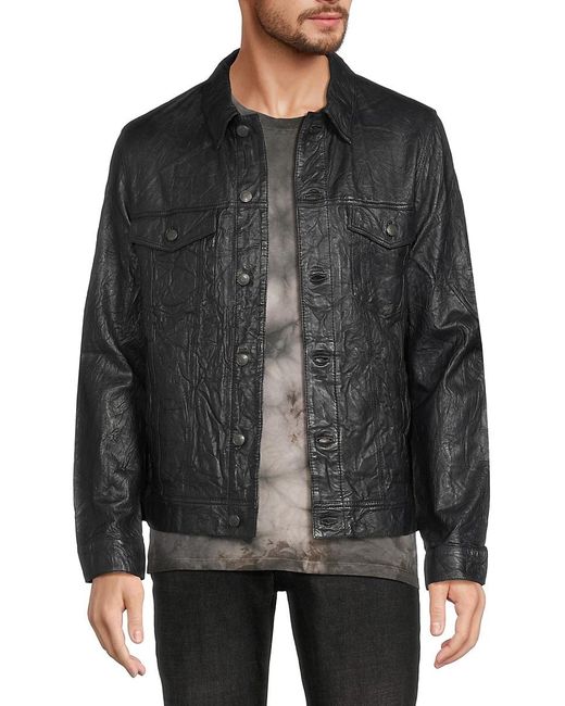 Zadig & Voltaire Black 'Crinkle Leather Jacket for men