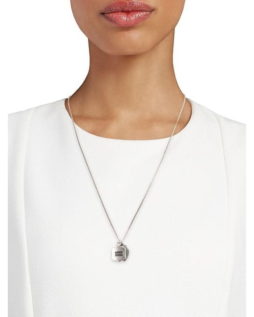 AllSaints White Sterling Signature Double Shield Pendant Necklace