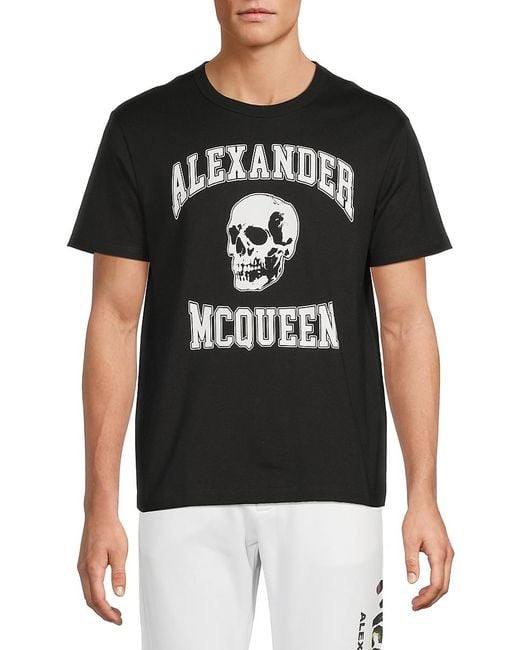 Alexander McQueen Black Logo Graphic Cotton T-Shirt for men