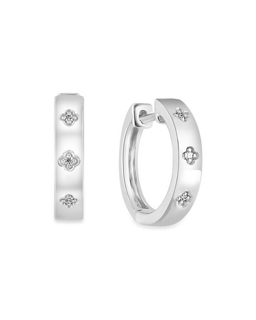 Effy White Sterling Silver & 0.04 Tcw Diamond Studded Huggie Earrings
