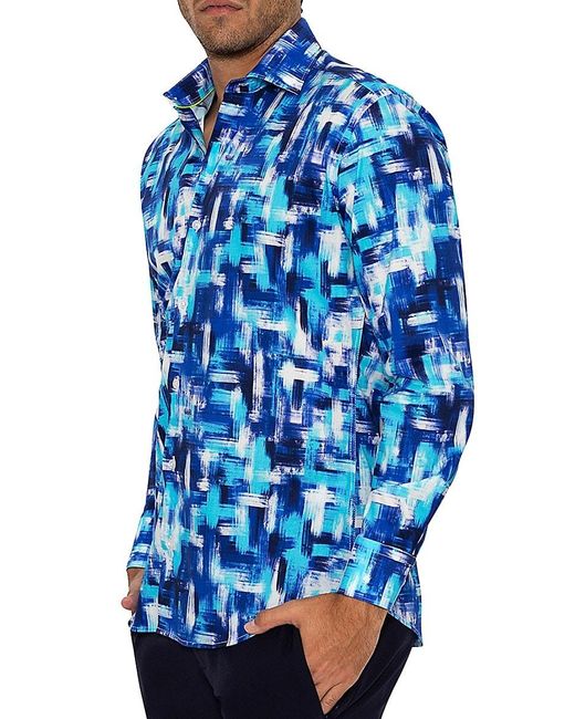 Bertigo Blue Hunter Abstract Print Shirt for men