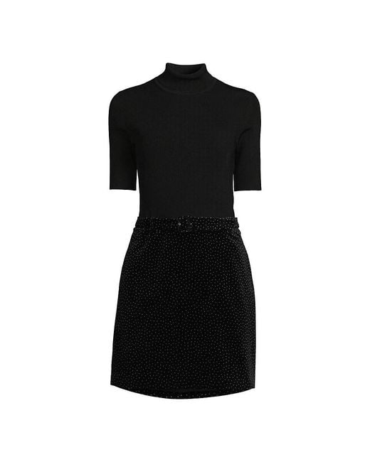 Theory Studded Mini Twofer Dress in Black