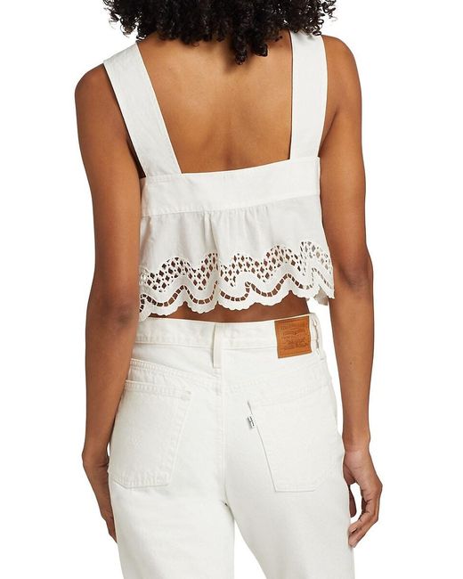 Rails White Blythe Cotton Lace Crop Top
