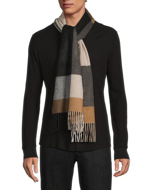 Saks Fifth Avenue Saks Fifth Avenue Plaid Cashmere Fringe Scarf in