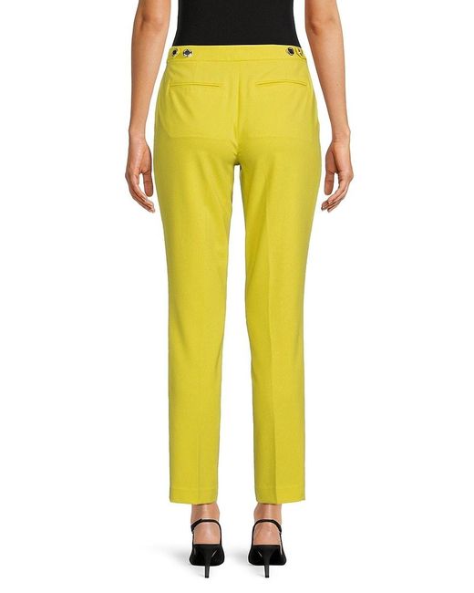 Calvin Klein Yellow Solid Flat Front Pants