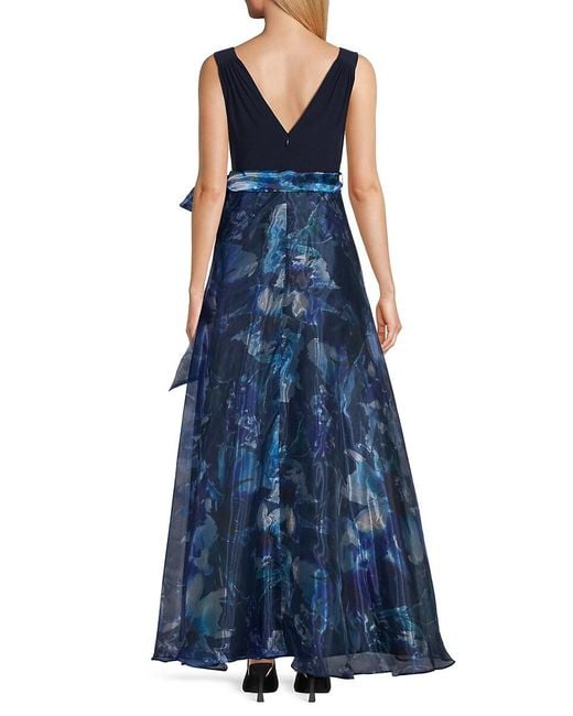 Eliza J Blue Floral Pleated Maxi Dress