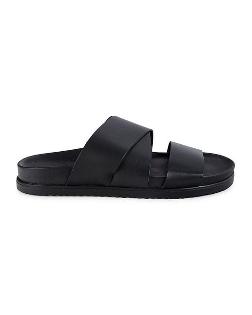 Bruno Magli Sicily Leather Crossover Sandals in Black for Men | Lyst