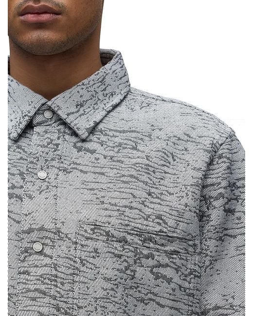 Hudson Gray Cotton Jacquard Crop Button-Front Shirt for men