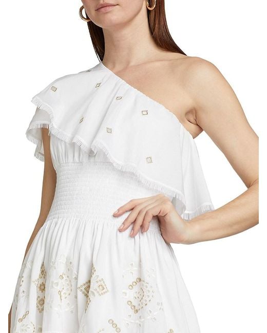 Kobi Halperin Black Brooklyn Embroidered One-Shoulder Minidress