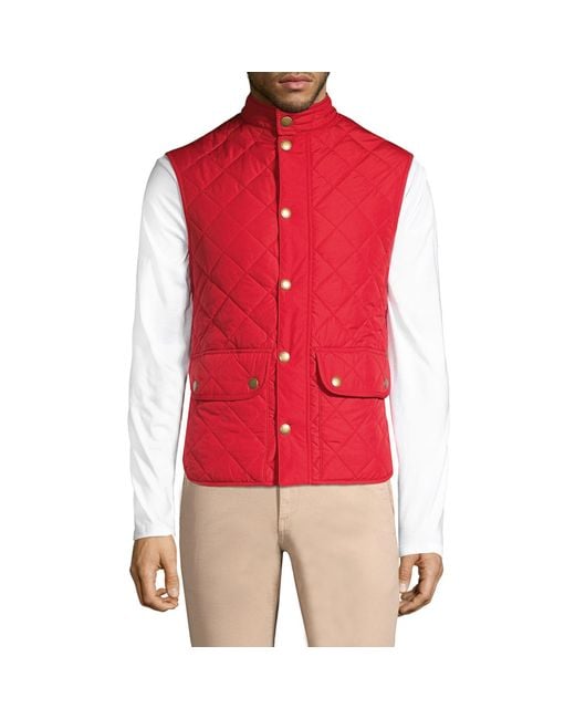 Barbour Red Lowerdale Diamond-quilted Vest for men