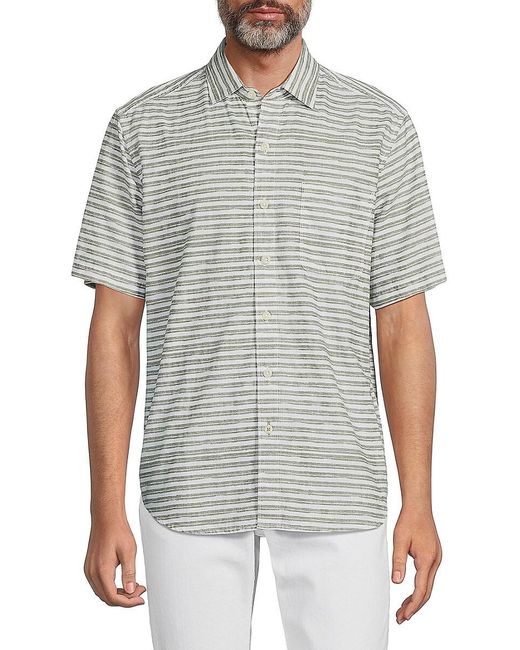Tommy Bahama Gray Feel The Warmth Striped Shirt for men
