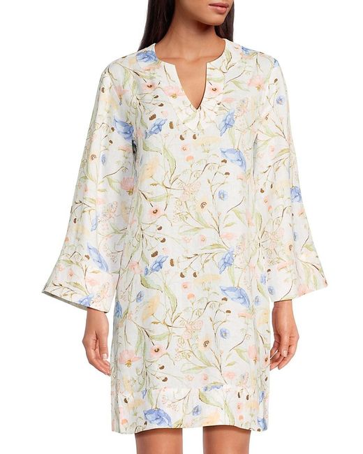 Saks Fifth Avenue Women's White 100% Linen Wide-Sleeve Minidress Saks Fifth Avenue Women's White 100% Linen Wide-Sleeve Minidress