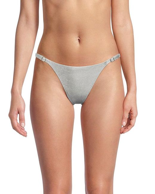 WeWoreWhat Metallic Adjustable Satin Bikini Bottom