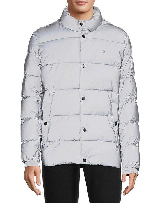 Calvin Klein Sheen Water-resistant Down Puffer Jacket in Gray for Men | Lyst