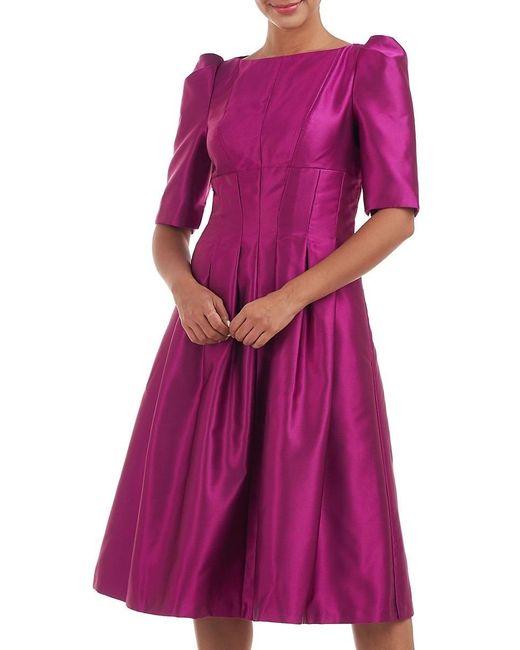 Kay Unger Purple Neva Boatneck Midi Dress