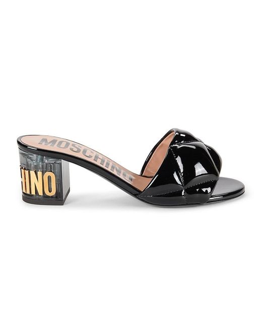 Moschino Black Quilted Open Toe Sandals