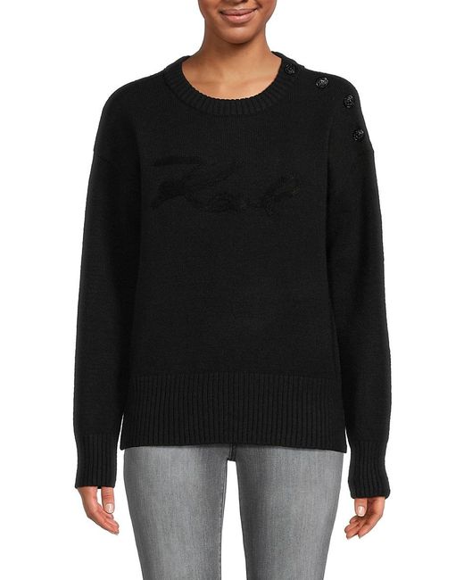 Karl Lagerfeld Black Drop Shoulder Logo Sweater