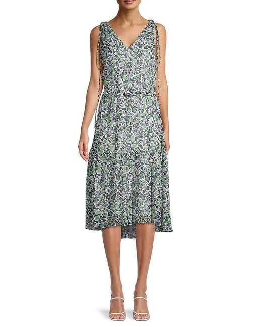 Tommy Hilfiger Synthetic Floral Tiered Midi Dress in Gray | Lyst